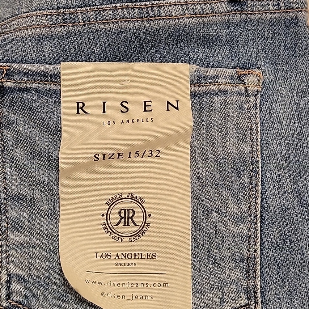 Risen High-Rise Distressed Crop Flare Jeans - Light Blue - Picture 6 of 6